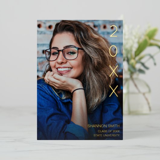 Invitation En Aluminium Année de classe Foil Graduation Party (Debout devant)