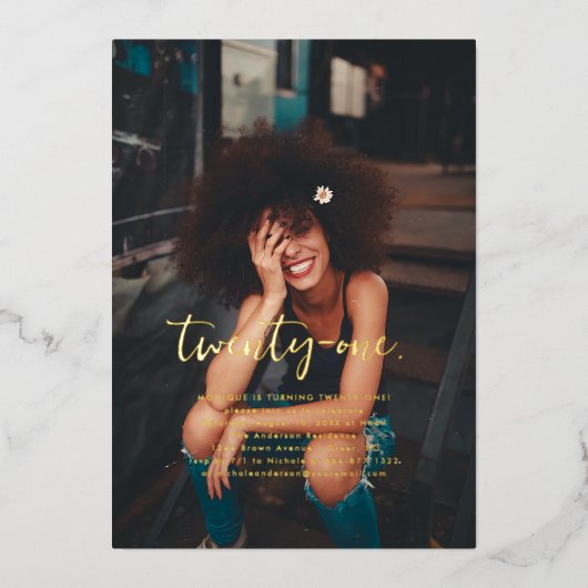 Invitation En Aluminium Année | Photo simple fête d'anniversaire (Recto)