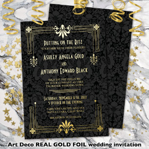 Invitation En Aluminium Années 20 Années 20 Art Déco Mariage Gold Foil