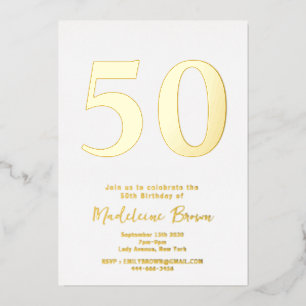 Invitation En Aluminium Anniversaire 50 ans Moderne Or
