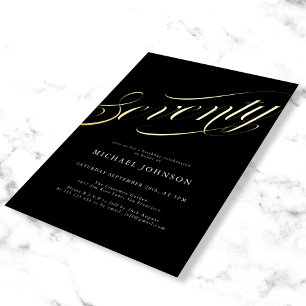 Invitation En Aluminium Anniversaire 70 ans Moderne Minimaliste Noir Or So