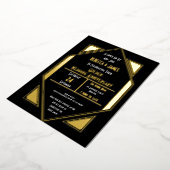 Invitation En Aluminium Anniversaire Art Déco Mariage d'or Noir (Rotation)