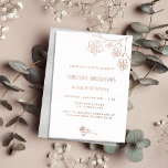 Invitation En Aluminium Anniversaire blanc argent rose or floral élégant<br><div class="desc">Une invitation d'anniversaire moderne,  élégante et minimaliste. Avant : un arrière - plan blanc décoré de fleurs roses d'or. Personnalisez et ajoutez votre nom et les détails de votre fête. Véritable feuille d'or rose texte et flores. Dos : arrière - plan faux argenté.</div>