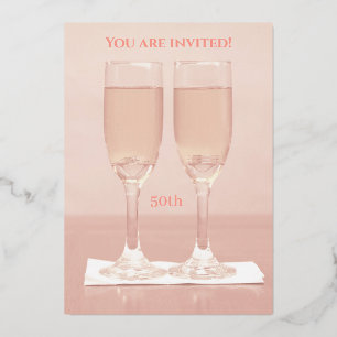 Invitation En Aluminium Anniversaire Champagne Rose Gold 50e Mariage