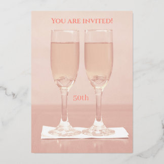 Invitation En Aluminium Anniversaire Champagne Rose Gold 50e Mariage