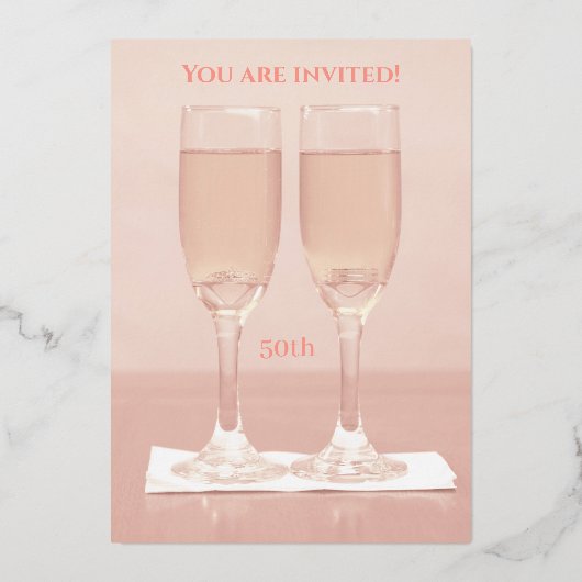 Invitation En Aluminium Anniversaire Champagne Rose Gold 50e Mariage (Verso)