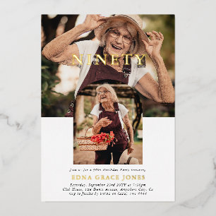 Invitation En Aluminium Anniversaire chic minimal photo QUATRE-VINGT-DIX 9