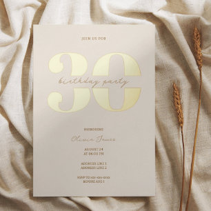 Invitation En Aluminium Anniversaire chic minimaliste de 30 ans 