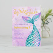 Invitation En Aluminium Anniversaire de Mermaid (Debout devant)