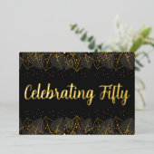 Invitation En Aluminium Anniversaire de Posh Gold Leaf (Debout devant)