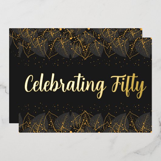 Invitation En Aluminium Anniversaire de Posh Gold Leaf (Recto/Verso)