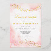 Invitation En Aluminium Anniversaire de Quinceañera en or rose élégant (Recto)