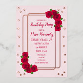 Invitation En Aluminium Anniversaire de Rose rose (Recto)