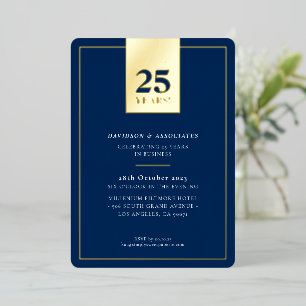 Invitation En Aluminium ANNIVERSAIRE D'ENTREPRISE chic marine or business 