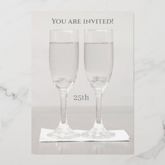 Invitation En Aluminium Anniversaire des Anneaux blancs Argent 25e Mariage (Verso)
