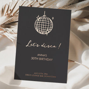 Invitation En Aluminium Anniversaire Disco Feuille Minimaliste