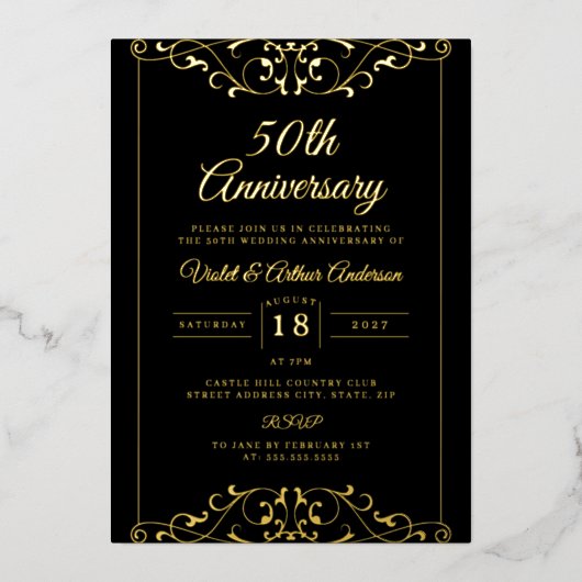 Invitation En Aluminium Anniversaire du 50e anniversaire du Mariage de Bla (Recto)