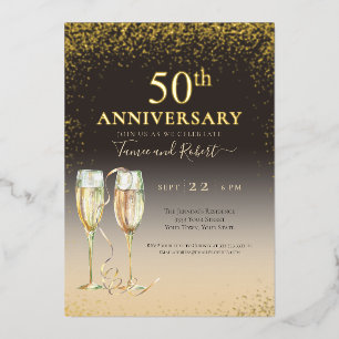 Invitation En Aluminium Anniversaire du Champagne de 50e Parties scintilla