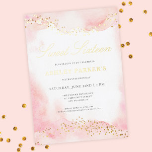 Invitation En Aluminium Anniversaire élégant joli rose or paillettes Sweet