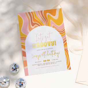 Invitation En Aluminium Anniversaire Fille Rose Et Orange Brillante Et Gro