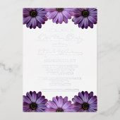 Invitation En Aluminium Anniversaire floral pourpre (Recto)