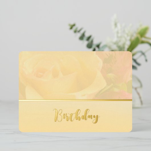 Invitation En Aluminium Anniversaire jaune pâle (Debout devant)