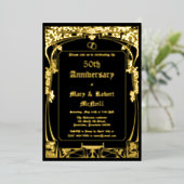 Invitation En Aluminium Anniversaire Mariage Art Nouveau élégant (Debout devant)