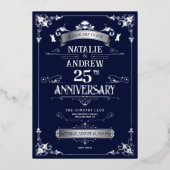 Invitation En Aluminium Anniversaire Mariage élégant de la Royal Navy (Recto)