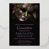 Invitation En Aluminium Anniversaire Masquerade à couper le souffle (Recto)