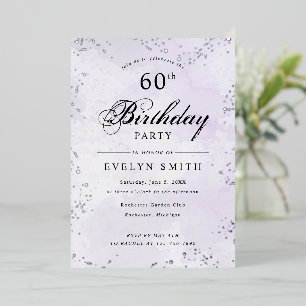 Invitation En Aluminium Anniversaire mauve et argent