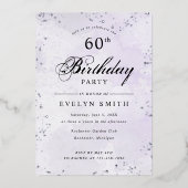 Invitation En Aluminium Anniversaire mauve et argent (Recto)
