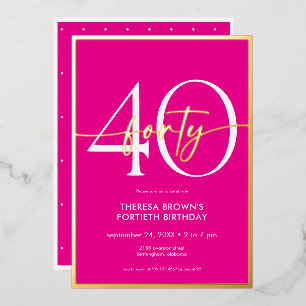Invitation En Aluminium Anniversaire Moderne Minimaliste Rose Or Script