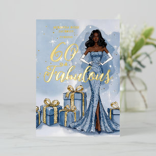 Invitation En Aluminium Anniversaire Paillettes Bleues Hollywood Vintage T