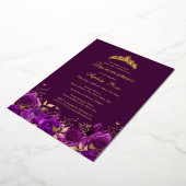 Invitation En Aluminium Anniversaire Papillon floral pourpre Tiara Quincea (Rotation)