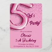 Invitation En Aluminium Anniversaire rose (Recto)