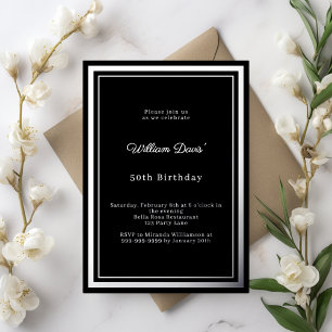 Invitation En Aluminium Anniversaire simple luxe argent noir