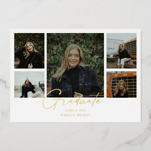 Invitation En Aluminium Annonce de diplômé 2023 multi photo (Recto)