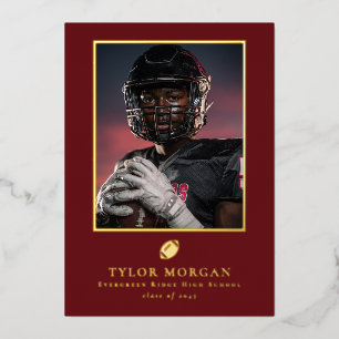 Invitation En Aluminium Annonce de diplôme de football Photo Rouge