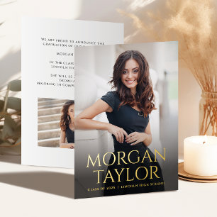 Invitation En Aluminium Annonce de diplôme gracieuse minimale en or