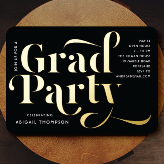 Invitation En Aluminium Annonce de fête de fin d'études en véritable feuil