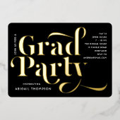 Invitation En Aluminium Annonce de fête de fin d'études en véritable feuil (Recto)