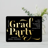 Invitation En Aluminium Annonce de fête de fin d'études en véritable feuil (Debout devant)