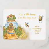 Invitation En Aluminium Annonce de grossesse Mère à abeille en feuille d'a (Recto)