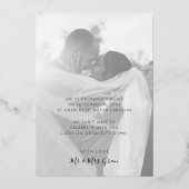 Invitation En Aluminium Annonce de mariage intime moderne avec feuille mét (Verso)