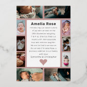 Invitation En Aluminium Annonce de naissance bébé photo en or rose Simple (Verso)