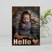 Invitation En Aluminium Annonce de naissance bébé photo en or rose Simple (Debout devant)