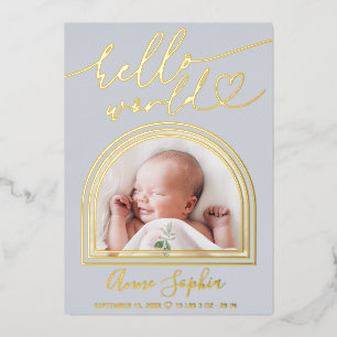 Invitation En Aluminium Annonce de naissance Cadre Arch Bonjour le monde
