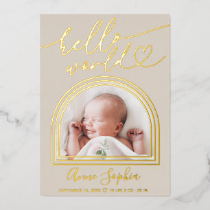 Invitation En Aluminium Annonce de naissance Cadre d'arche Bonjour le Mond