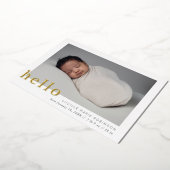 Invitation En Aluminium Annonce de Naissance Script Hello (Rotation)