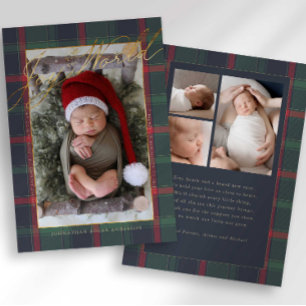 Invitation En Aluminium Annonce de naissance Tartan Joy to the World avec